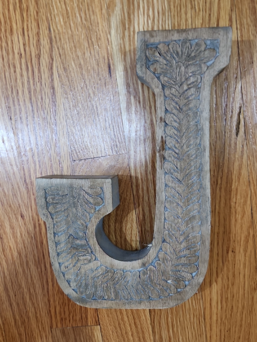 Wooden Decorative Letter J - Natural Wood Finish